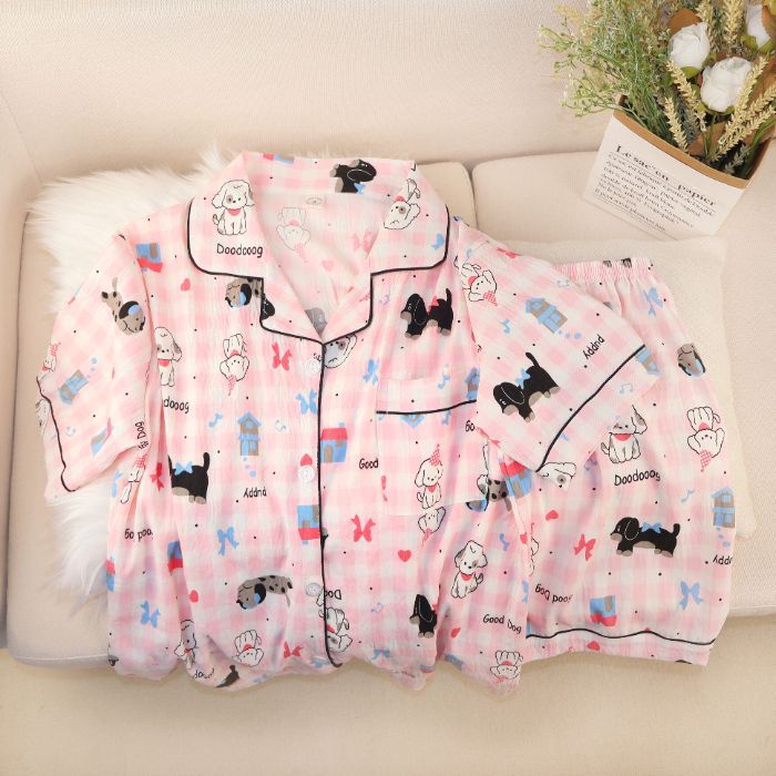 Al por mayor transfronterizo nuevo verano nubes de algodón dibujos animados mangas cortas pantalones cortos pijamas ropa de casa de mujer set ropa de casa de moda