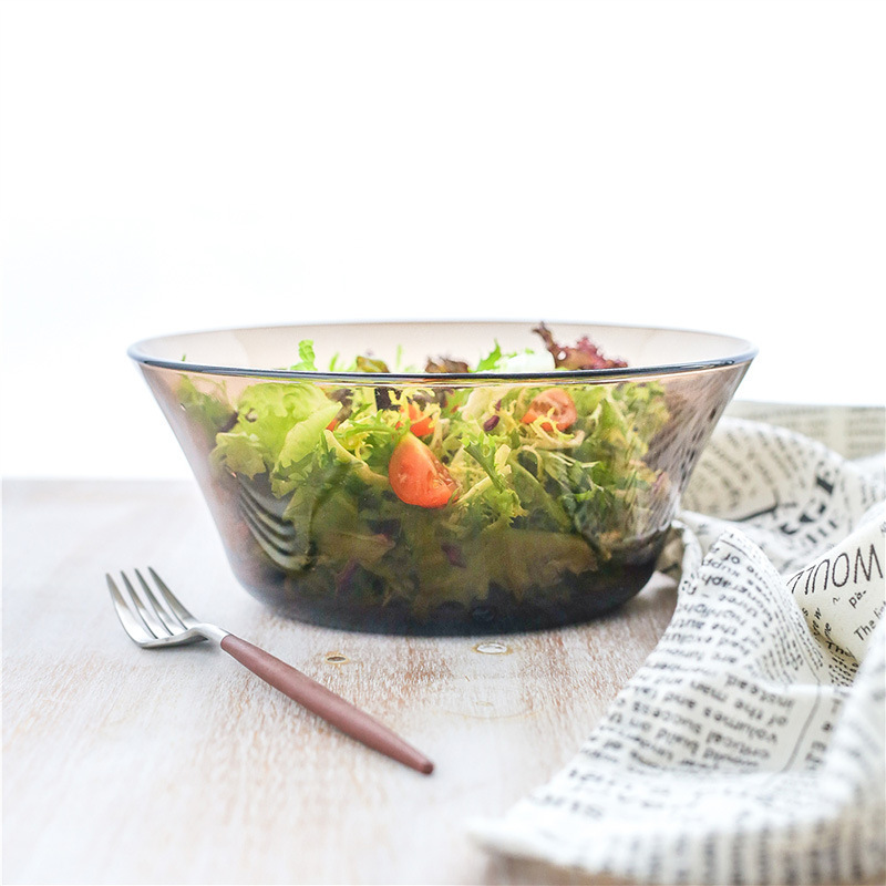 Imported Dorais French Tempered Glass Transparent Salad Bowl Large Heat-Resistant Soup Bowl Fruit Bowl Household Large Soup Basin