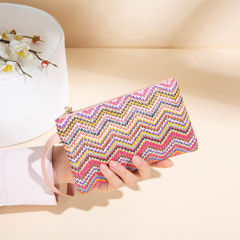 Bolso de mano tipo clutch con estampado fresco de arcoíris tejido, moda 2025, monedero para mujer, envío directo.