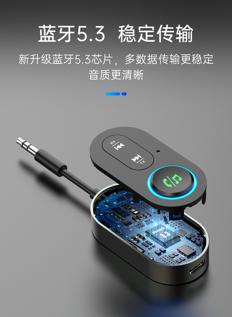 New Bluetooth Receiver and Transmitter 2-in-1 GT86 with Cable for Car AUX, Airplane, TV, Wireless Transmission 1-to-2