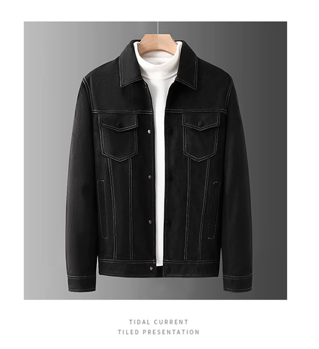 Männerkleeder Veloursjackete Fréijoers- an Hierschtmoud Retro locker Revers Oberbekleidung Top High-End Männer Aarbechtsjackete_voghion.com