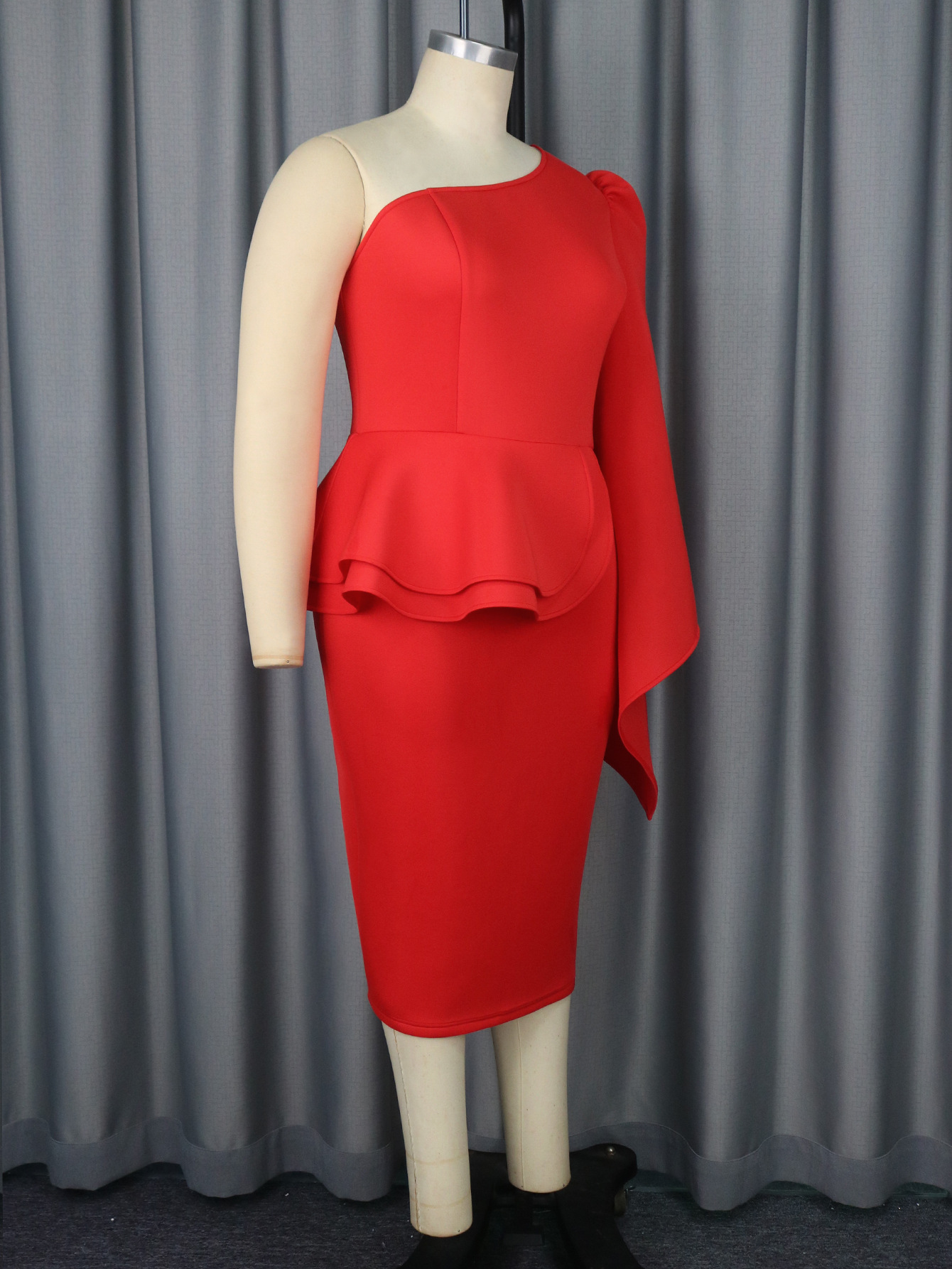 Abbigliamento da donna Sexy monospalla manica lunga grembiule fianchi plus size plus size personalità abito da banchetto_voghion.com