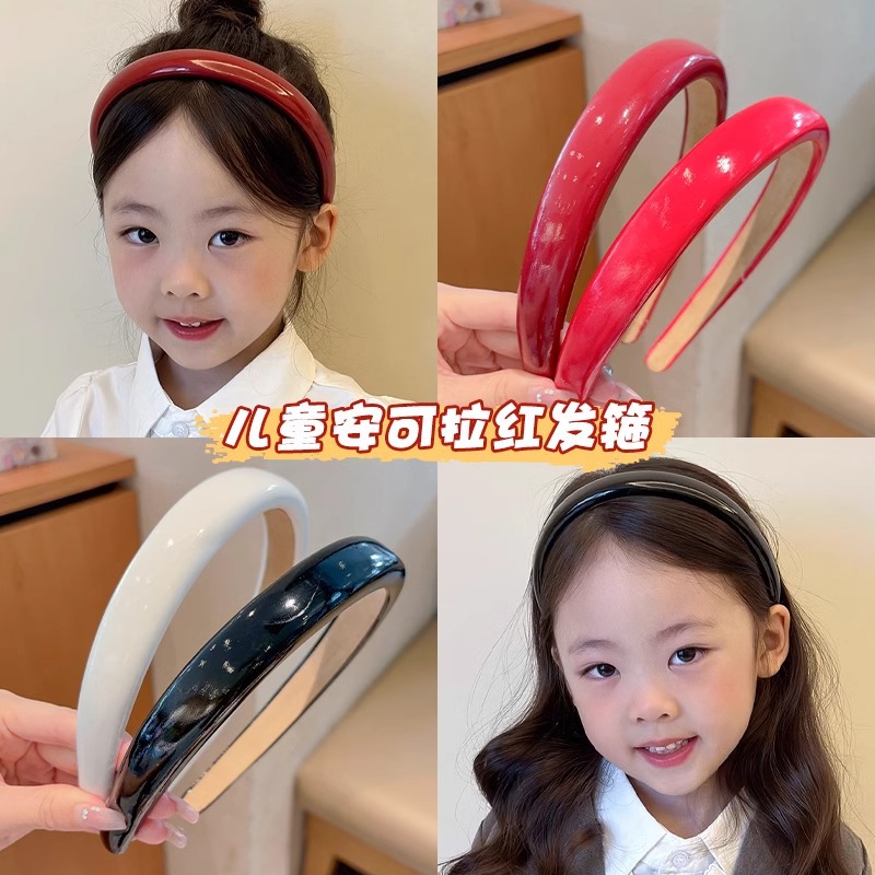 Ancara banda de cabello rojo para niños retro brillante corteza banda de cabello niña alta cabeza de cráneo banda de cabello de presión de cabello