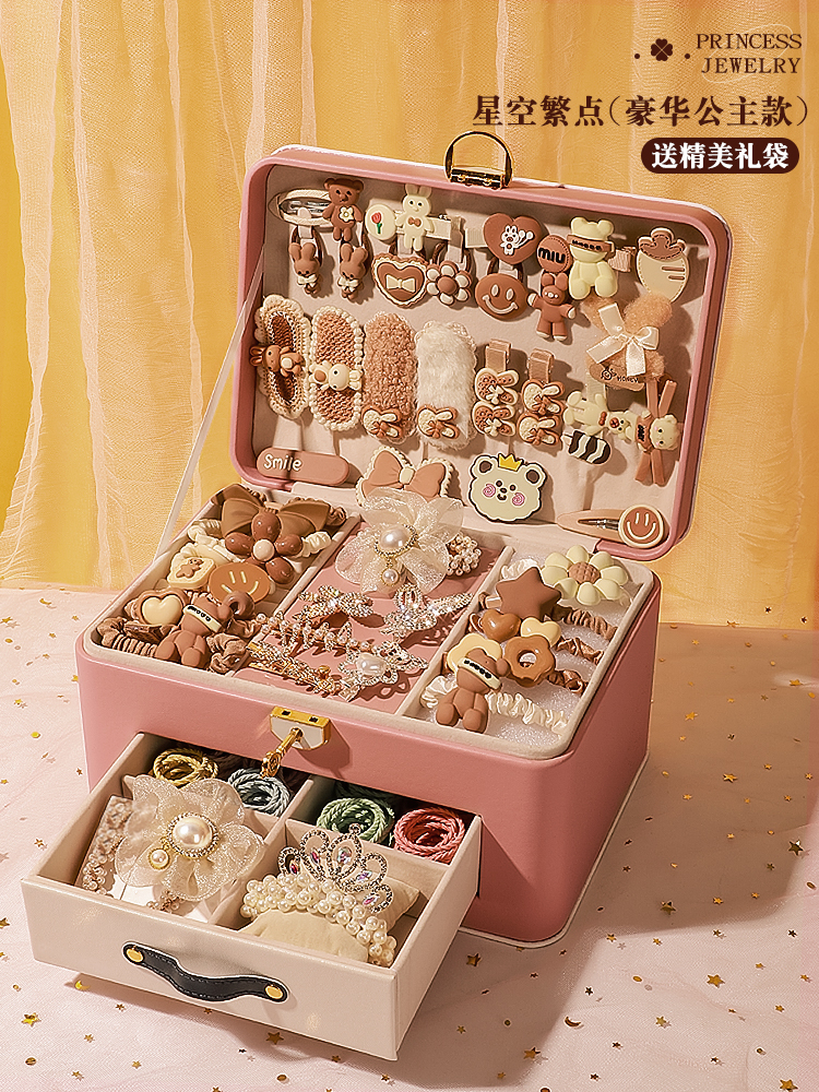 커피컬러 시리즈 - 고급 헤어 액세서리 선물박스 [럭셔리 프린세스 스타일]