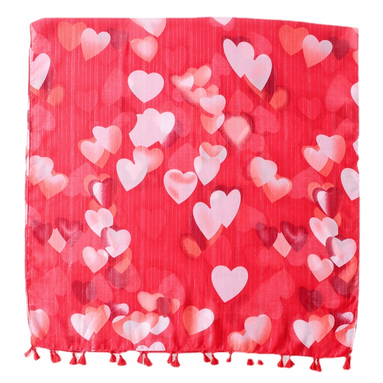 2022 otoño e invierno nuevo blanco todo partido rojo plata seda amor impreso algodón y lino sensación bufanda desgaste exterior cálido chal