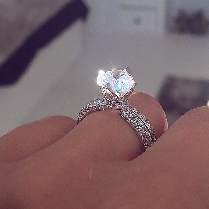 Cross-border shein Europe and the United States flower head retro engagement lady full diamond ring phantom Pinterest r4417
