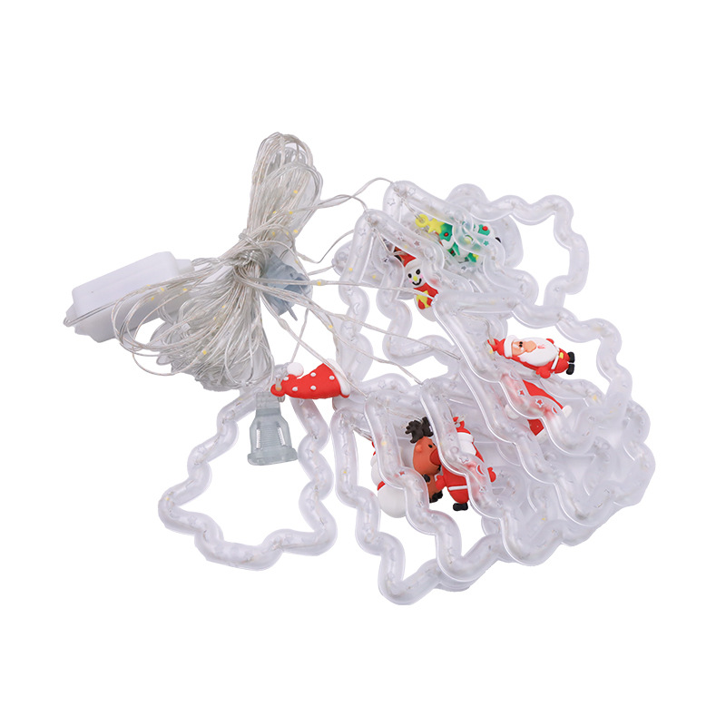 Decoración de ventanas de Navidad lámpara de colgante Santa Claus árbol de Navidad anillo de luz de modelado LED cadena de lámpara de cortina de dormitorio