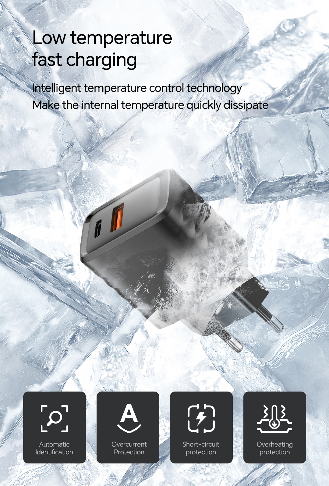 20W Dual Port USB-C Fast Charger – PD/QC 3.0 Compatible With IPhone & Android Phones_voghion.com