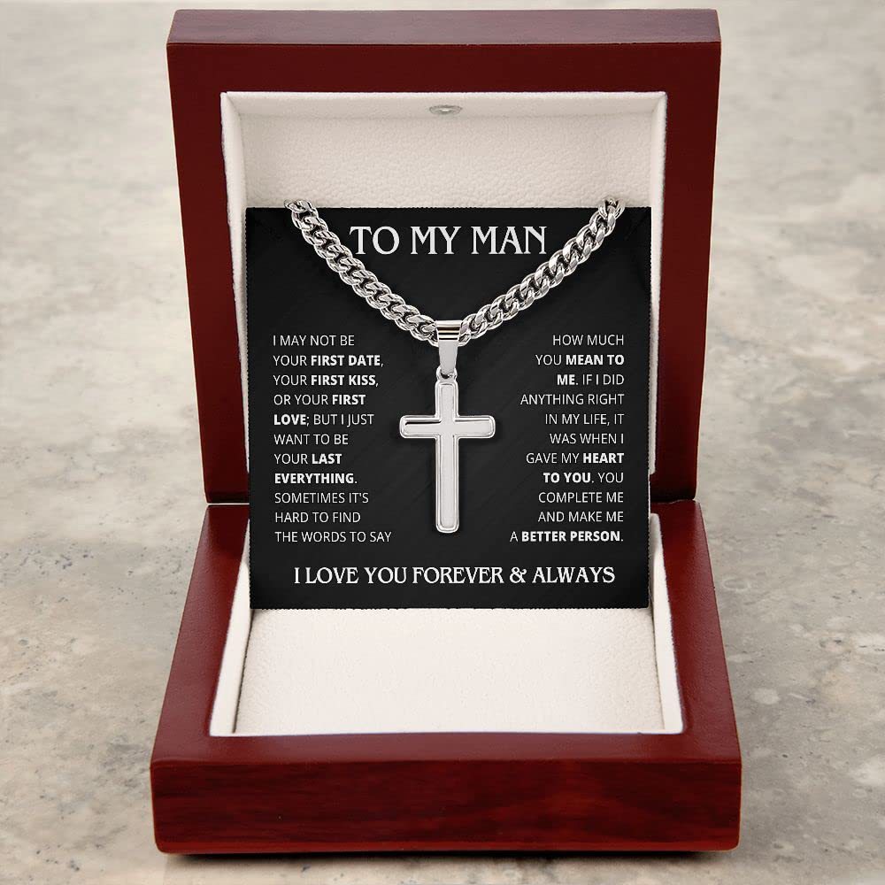 Neue Edelstahl kubanische Kette Kreuz Anhänger Geburtstagsgeschenk Schmuck Herren Halskette_voghion.com