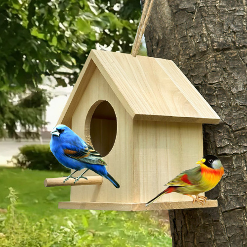 Cross-border wooden fish-shaped nest box, thick parrot small house, pastoral, environmental protection, outdoor nest cage, bird house, bird cage, bird house