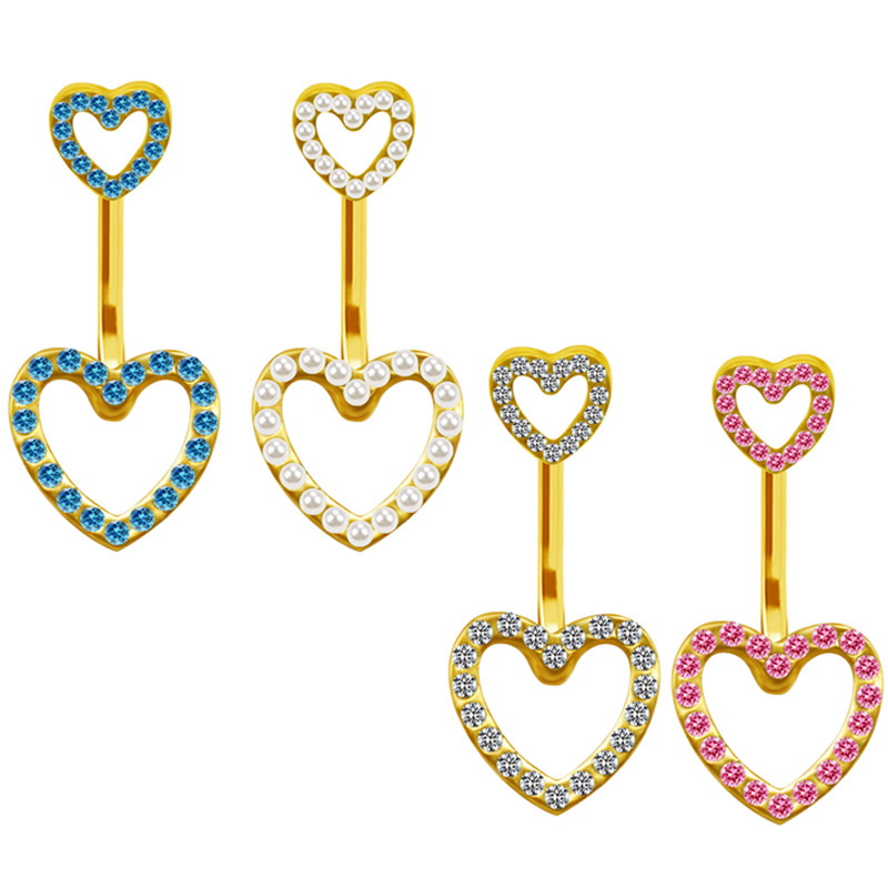 Gabby Europäischer und amerikanischer grenzüberschreitender herzförmiger Perlenring-Nabelstecker-Körperpiercing-Schmuckhersteller auf Lager_voghion.com