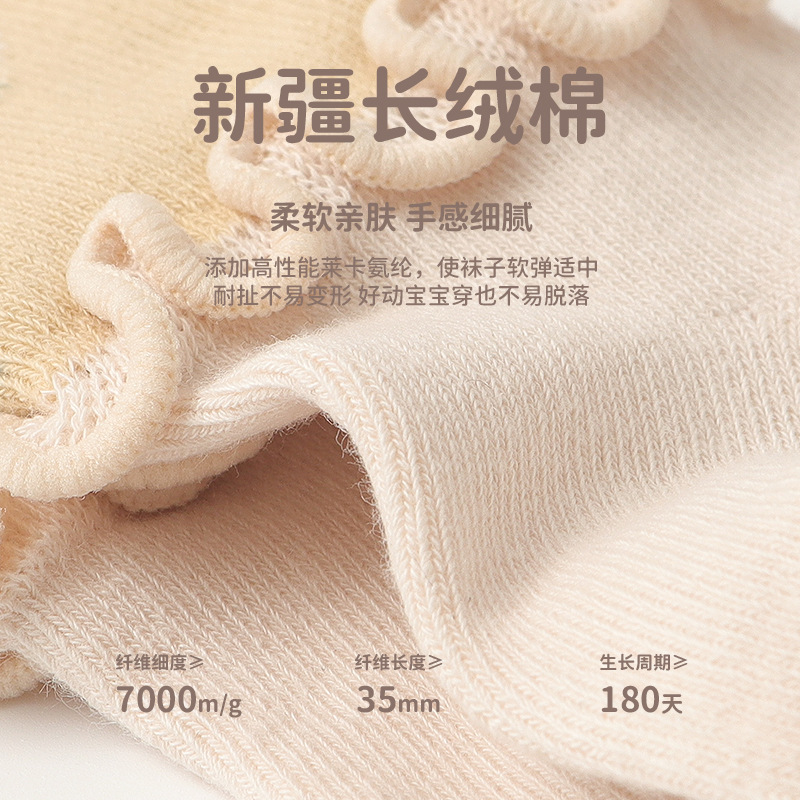 2024 primavera nuevos productos calcetines para bebés, encaje de hongos, boca ancha, piernas no estiradas, calcetines de tubo para bebés recién nacidos, calcetines de algodón deshuesados