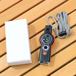 With light whistle temperature compass magnifying glass seven-in-one lanyard compass H7-1 outdoor life-saving multi-purpose