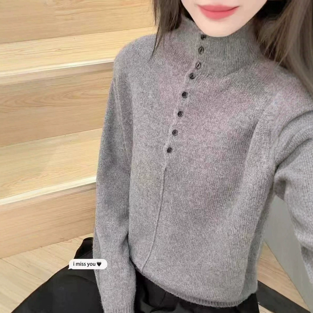 Кашемировый свитер Laneige Gentle Wind Stand Collar Sheep Wool для женщин, 2024 зима, новый единочка, мягкий восковый верх 240948