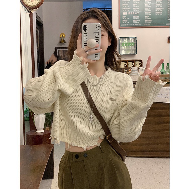 Design retro short autumn knitted sweater