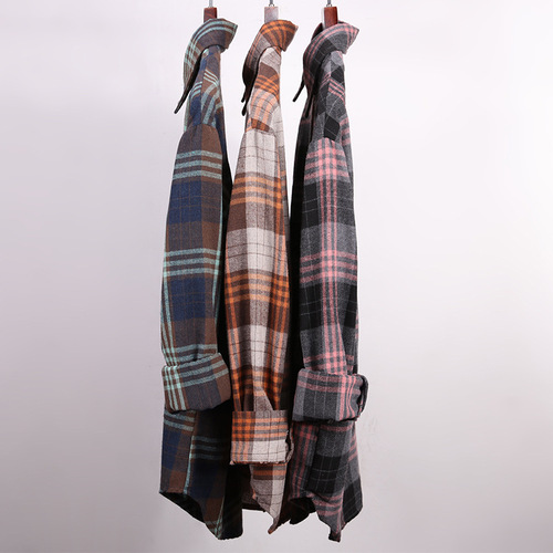 2025 New Men's Checkered Shirt Spring Long Sleeve Cotton Casual Trendy Men's Shirt Blouse Jacket Wholesale