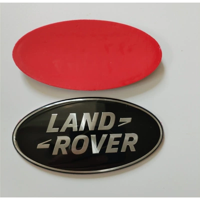 Land Rover emblem, Range Rover Sport hood lettering, English lettering decals, executive edition, Discovery Sport, modified rear emblem (Car logo) - standard-oval-black-background-with-silver-lettering-and-center-logo-one-pack