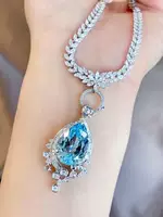Производитель ювелирных изделий DIY 18K золото инкрустированные натуральный синий море (Санта Мария) сокровище кулон Главный камень: 7