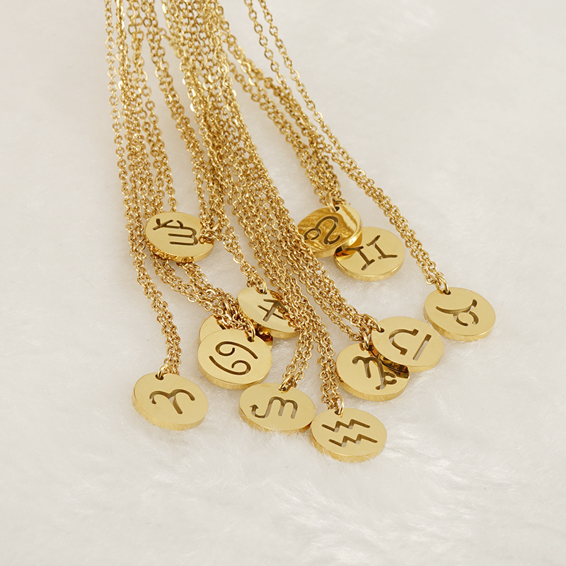 6g Weight PVD Coated Gold Plating Process Wholesale Jewelry Simple Style Constellation 304 Stainless Steel 18K Gold Plated Stainless Steel Necklaces