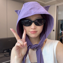 小恶魔绑带速干防晒遮阳帽子薄款护耳头巾帽子可爱猫耳朵小众出游