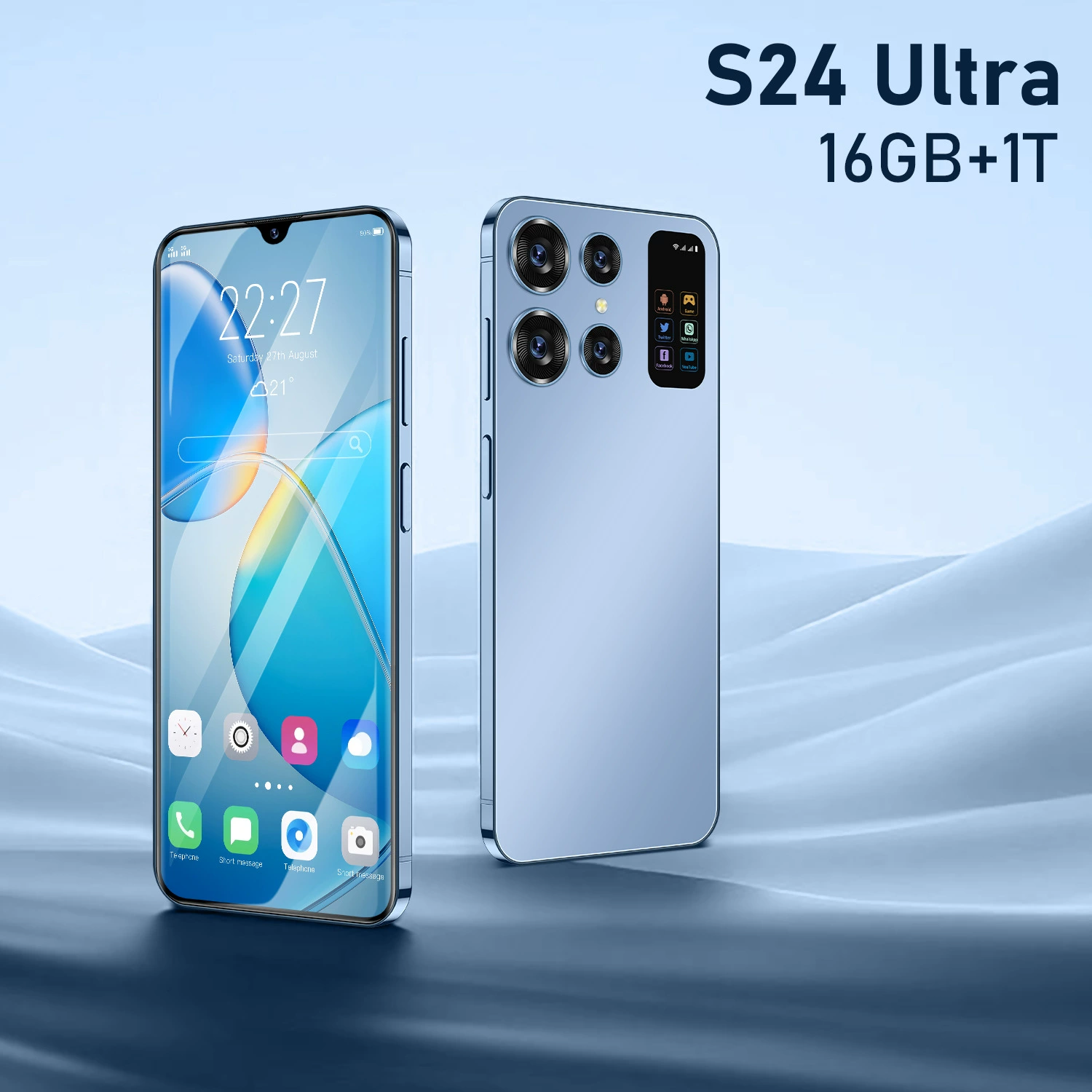 Смартфон S24 / S24 Ultra, широкий экран, 5G Android, 16 ГБ + 1 ТБ памяти