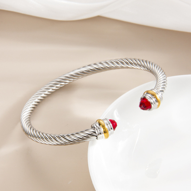 Cross-Border Diamond-Encrusted Wire Rope Bracelet, Adjustable Titanium Steel Gold Bracelet, Versatile Punk Fashion, Simple and Light Luxury Bracelet Cross-Border Diamond-Encrusted Wire Rope Bracelet, Adjustable Titanium Steel Gold Bracelet, Versatile Punk Fashion, Simple and Light Luxury Bracelet
