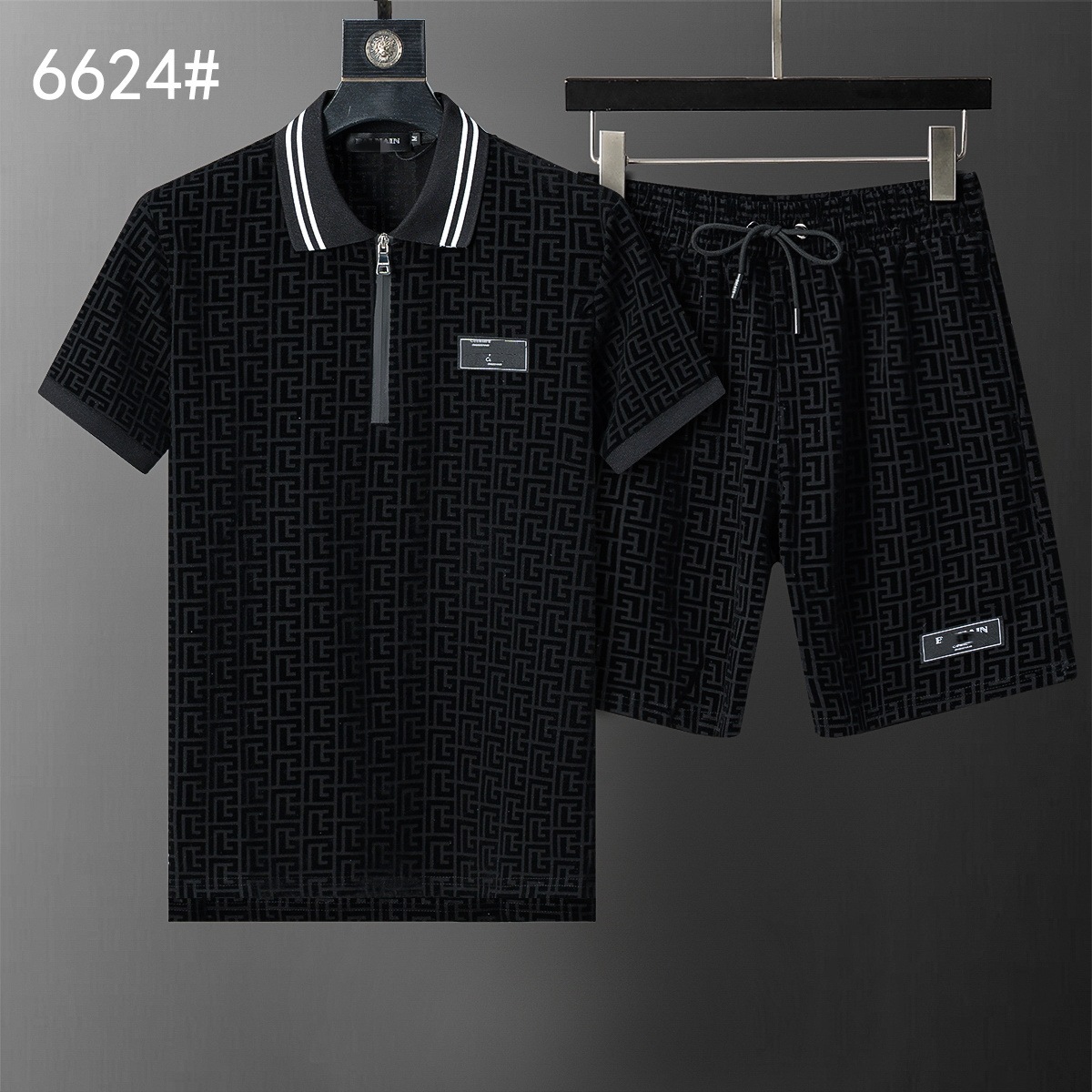 Cross-border versión correcta polo manga corta set de collar de verano clásico toalla de hombre bordado casual Europa y América explosión