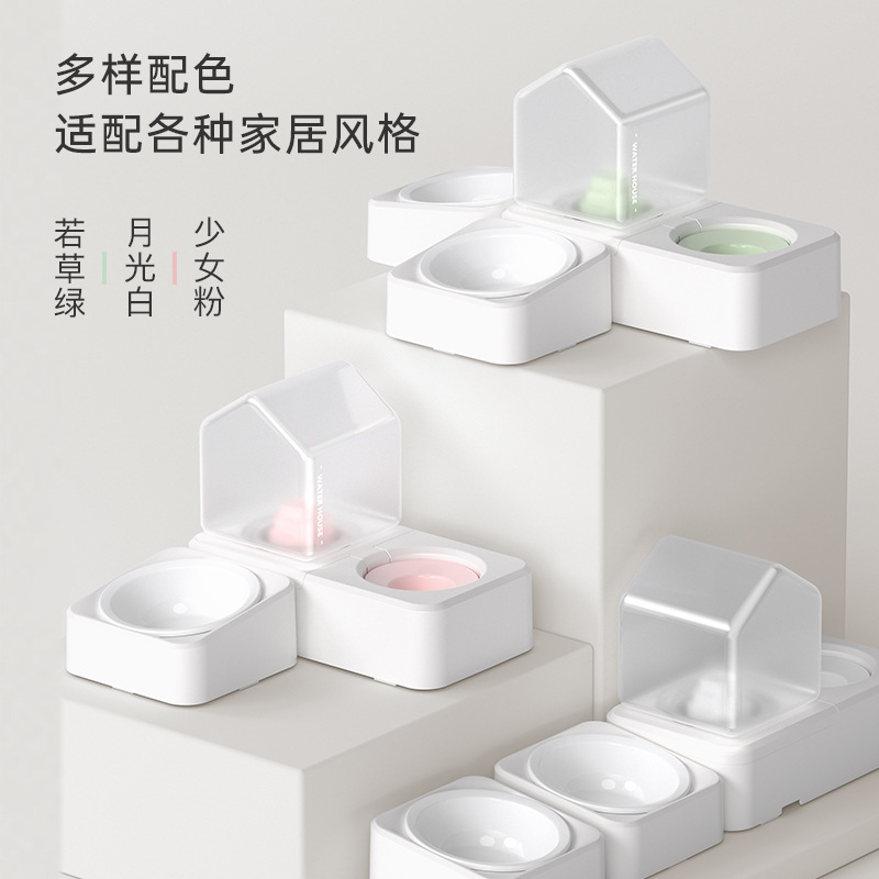 Agua Sala de tres cuencos perro tazón de cerámica alimentador de mascotas fuente de consumo mediano y pequeño perro gato perro cuenca suministros para mascotas