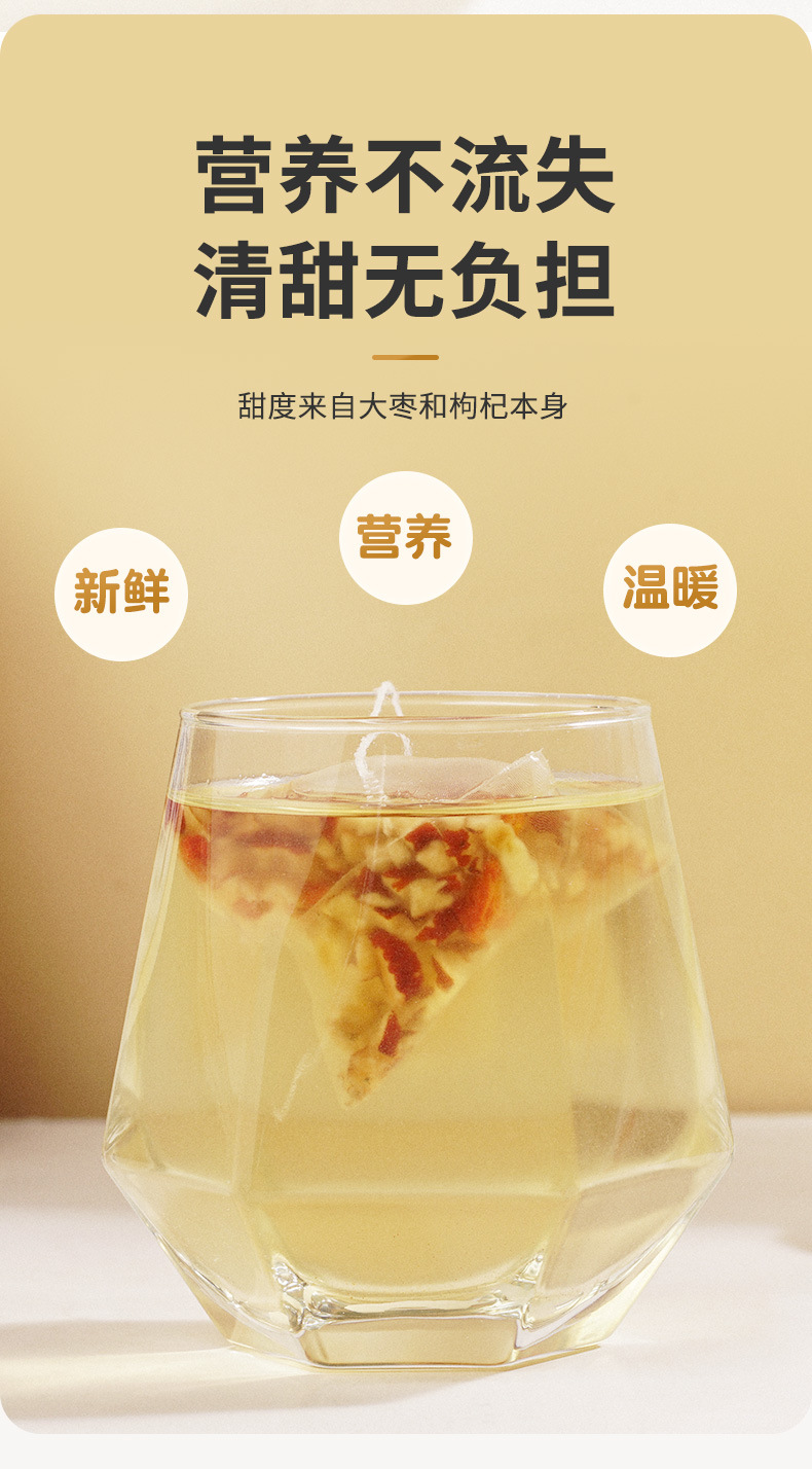 Sanfu Ginger Jujube Tea 250g Triangle Tea Bags Cold Brewed Warming Herbal Tea with Red Date Dried Ginger Goji Berry specifications