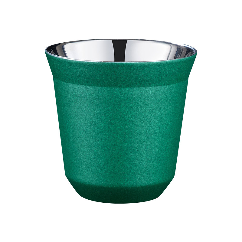 Transfronterizo Comercio electrónico 304 Acero inoxidable pequeña capacidad taza mini taza de café fábrica al por mayor de acero inoxidable taza de café de doble capa