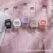 厂家批发透明小方块运动独角兽电子表网红女学生防水儿童电子手表