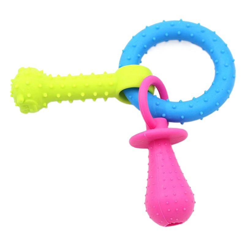 Nuevo juguete para mascotas TPR pezón círculo de hueso anillo de perro de tres cadenas de juguete suministros para mascotas