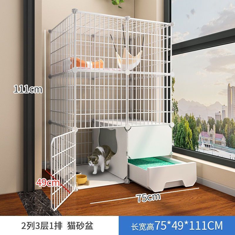トイレ一体型猫ケージ 特価 3階建て 家庭用 屋内 特大フリースペース ペットヴィラ 猫ハウス|undefined