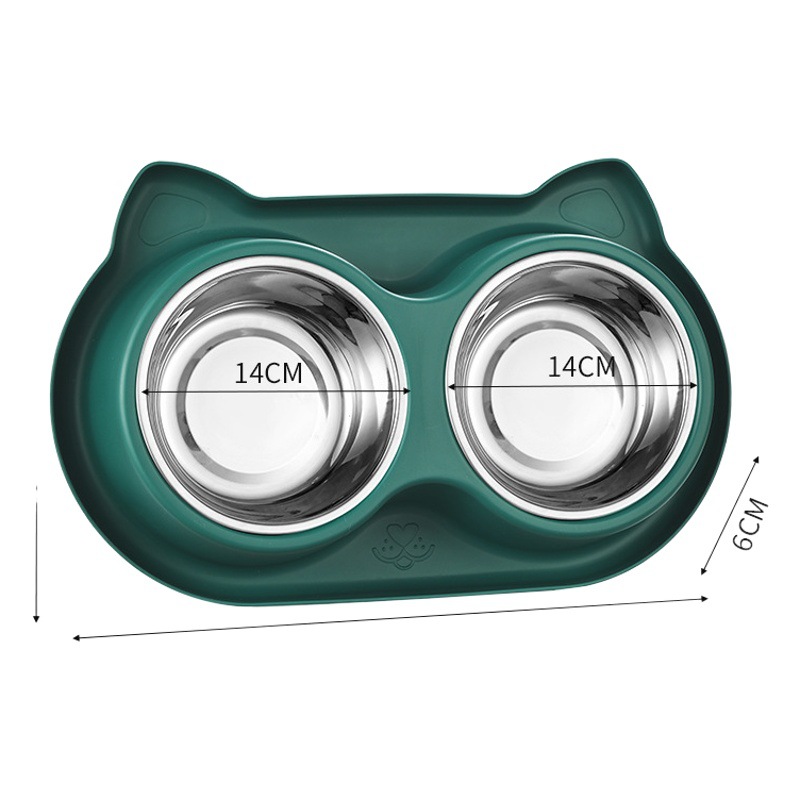 Perro de acero inoxidable doble tazón de fuente de agua para gatos de gran capacidad antideslizante antidetonante Pet Bowl a prueba de fugas de comida para perros tazón de fuente para gatos