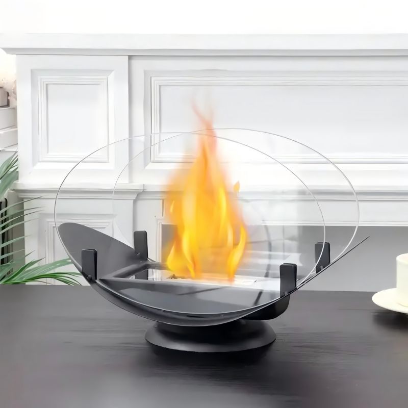 Cross-border alcohol fireplace lamp, indoor real-fire heating, ambiance desktop rotating flame boat-shaped heater, Christmas gift