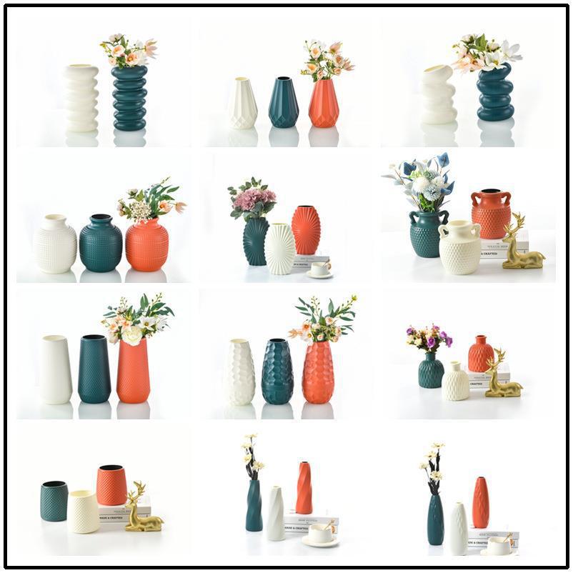 Jarrón decorativo de plástico estilo nórdico, resistente a caídas