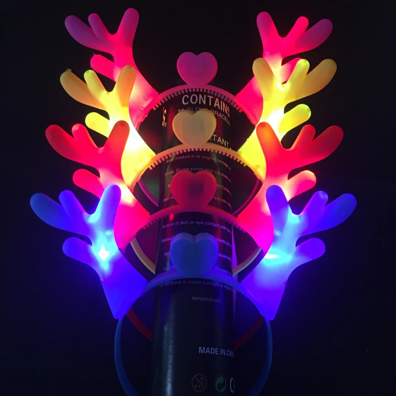 Mercado nocturno de Amazon tocado luminoso con lámpara tocado luminoso de cuerno de toro brillante tocado para el cabello brillante tocado para el cabello pinzas para el cabello