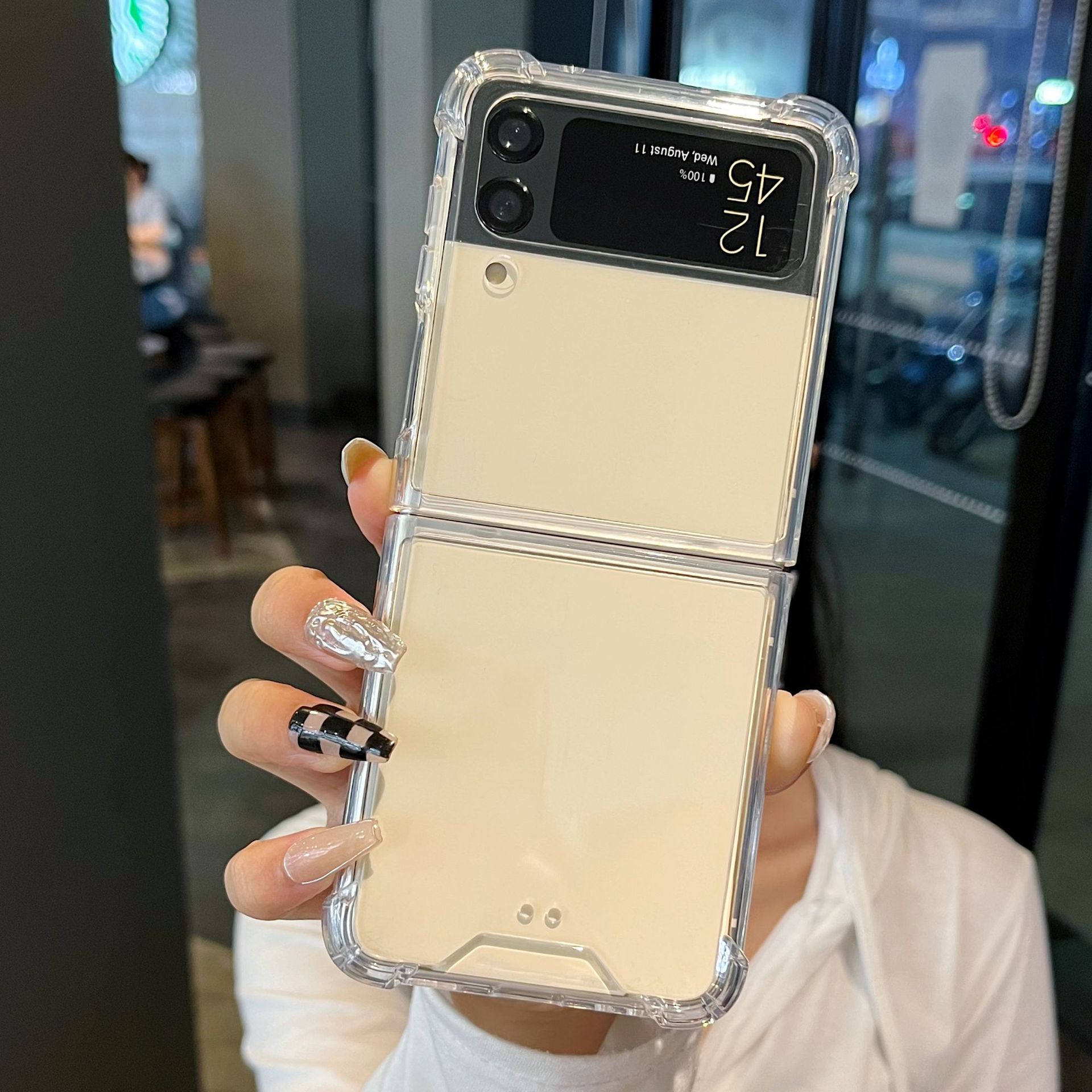 Samsung zflip4 cep telefonu kılıfı için uygun yeni model TPU şeffaf cep telefonu kılıfı anti-düşme Galaxy 4 katlanabilir koruyucu kılıf - 8