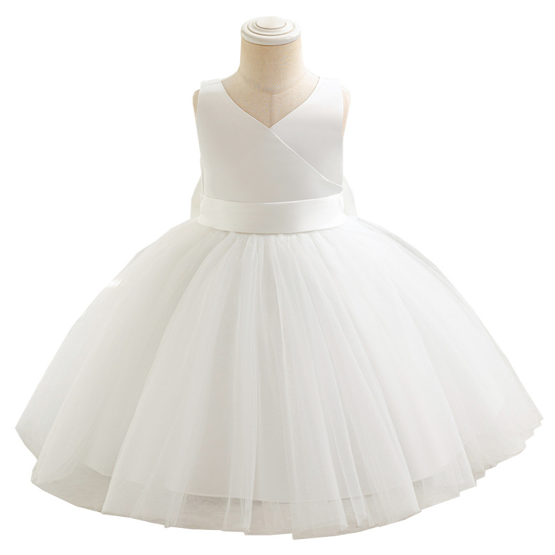 106059819@qq.com Robe de princesse en tulle pour bébé fille d'un an, avec col en V et nœud, robe vaporeuse, collection haut de gamme pour les fêtes transfrontalières_voghion.com