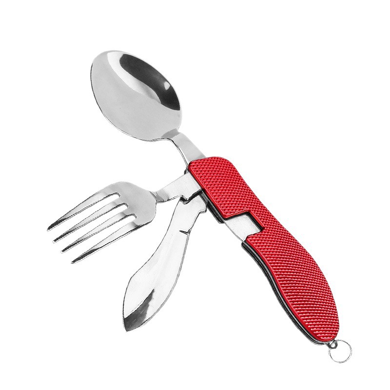 Vajilla plegable multifuncional de acero inoxidable para exteriores, portátil, resistente al desgaste y engrosada para camping al por mayor