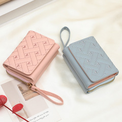 新しい女性のシンプルな愛の刺繍ショートクロスボーダーホットセール 70% off マルチカードスロット財布ハンドマカロンソリッドカラー
