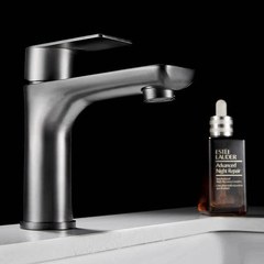 Modern light luxury brushed gun grey face basin cold and hot water faucet bathroom sink 304 stainless steel hand basin