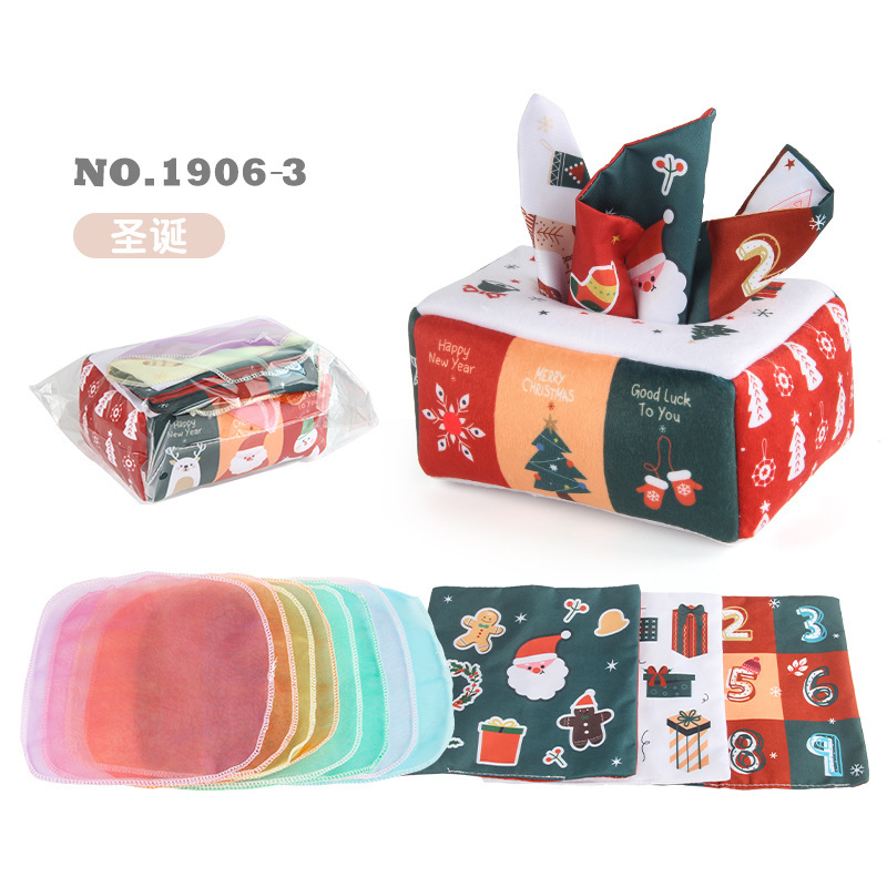 Bebé educación temprana bebé caja de tejido a prueba de lágrimas dibujo de tejido juguete educativo calmante dibujo de tejido ejercicio Educación Temprana libro de tela