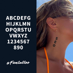 卡通笑臉藝伎紋身貼男字母數字蝴蝶結一次性紋身草本果汁貼紙大圖