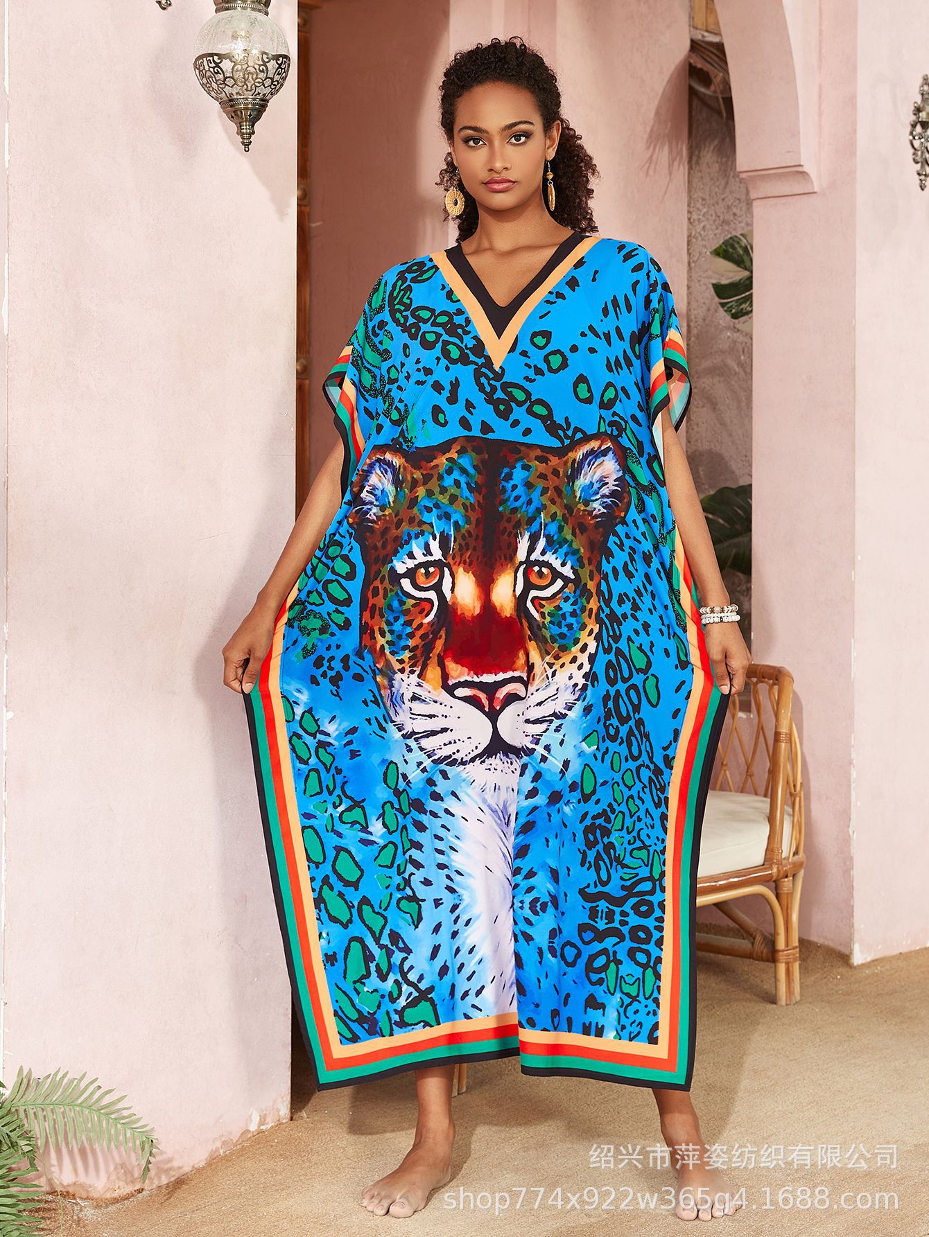 Transfronterizos amazonas impresa camiseta de playa bikini camiseta protector solar ropa de vacaciones suelta trajes de baño 5D349