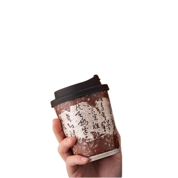 万佛鎏银咖啡杯复古家用陶瓷茶杯可乐杯带盖喝水杯子随身杯办公杯|undefined