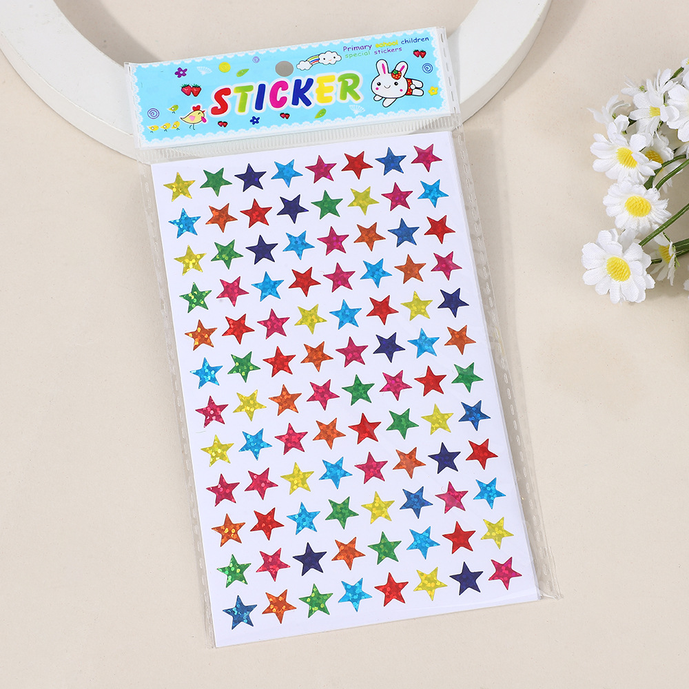 Pegatinas láser de color estrella flash pegatinas de jardín de infantes para niños recompensas pegatinas adhesivas de pentapunto pegatinas