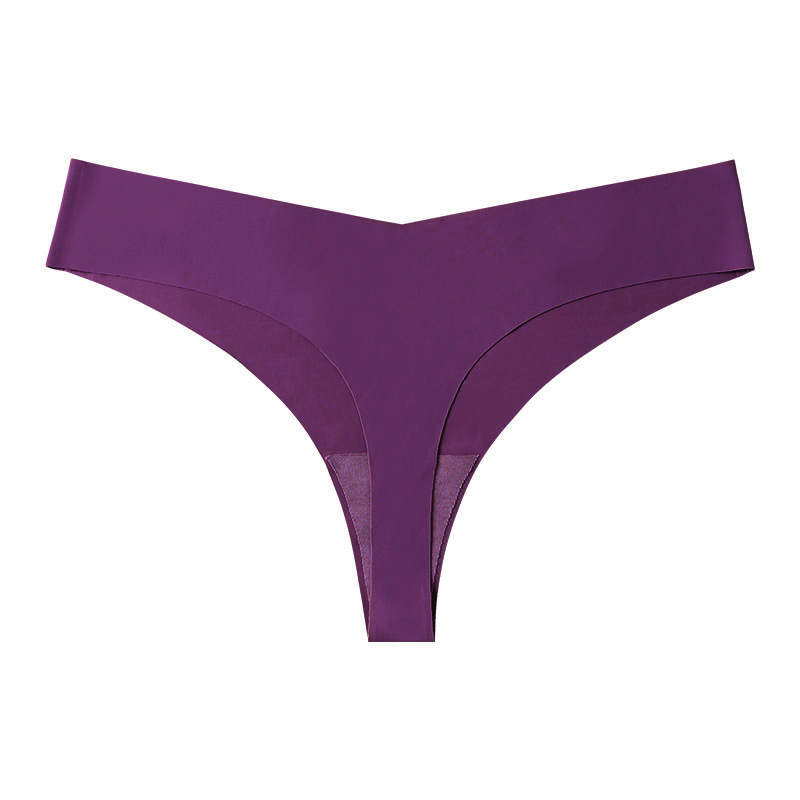Ropa interior tipo tanga de estilo europeo y americano para mujer, sin costuras, sexy, de seda helada, bragas invisibles de cintura baja para deporte, yoga y fitness.