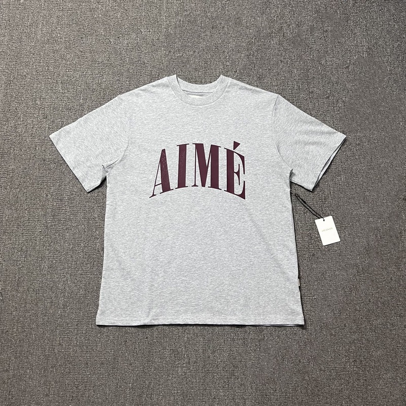 国境を越えた貿易 Aime クラシックレタープリントランドマークビルラウンドネックルーズ半袖 T シャツ男性と女性のカップル用トレンディ|undefined