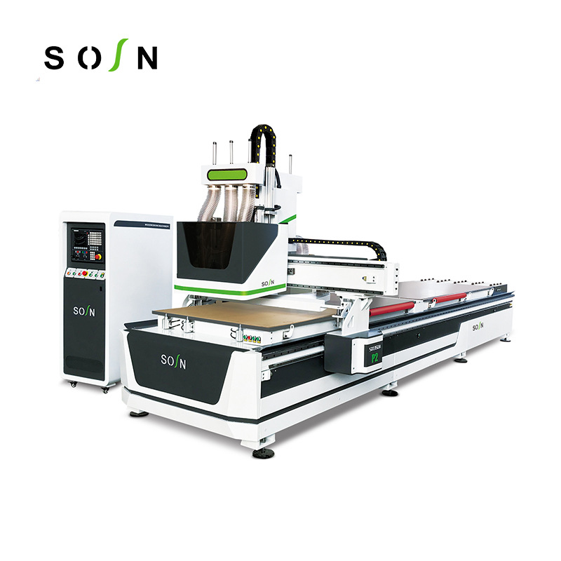 板式家具数控开料机 SXA1350P-2 两工序双工位+排钻组开料机